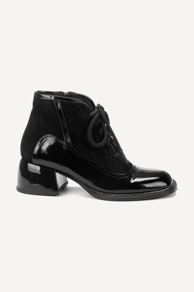 Botine din piele cu toc mediu MGZ-90-10427-negru