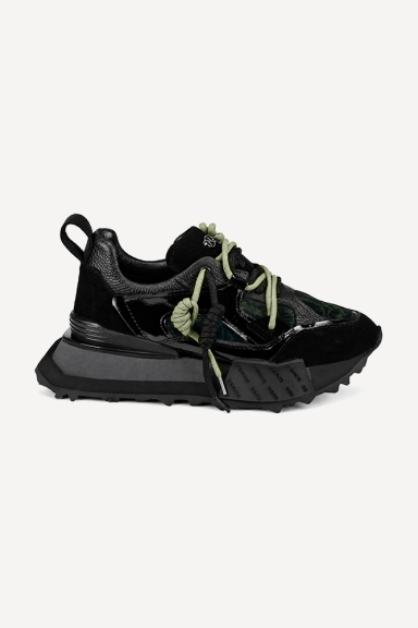 Pantofi sport din piele naturală și piele întoarsă NSR-9504/1-negru