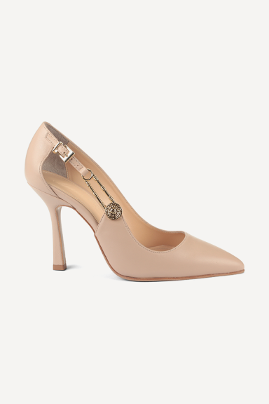 Pantofi cu toc de piele SY-27312-bej