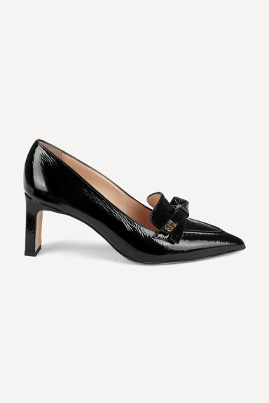 Pantofi cu toc drept din piele lacuita SY-27691-negru