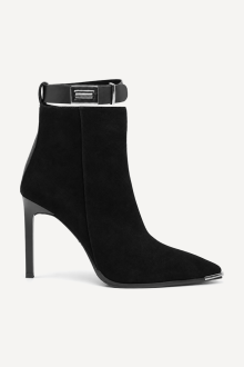 Botine cu toc înalt din piele întoarsă ADL-332-27-negru