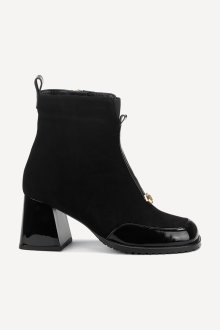 Botine din piele întoarsă cu toc înalt ADL-3330-26-negru