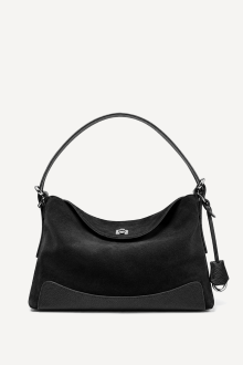 Geantă din piele întoarsă și piele ecologică DS-6438-negru