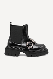 Ghete din piele naturală lăcuită MGZ-172-8666-Negru