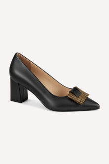 Pantofi din piele cu toc mediu MGZ-330-3139-negru
