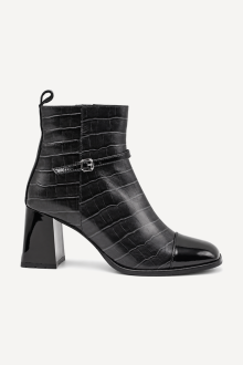 Botine din piele cu toc mediu MGZ-366-4059-black