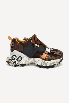 Pantofi sport din piele naturală și textil MGZ-85-3621-negru-maro