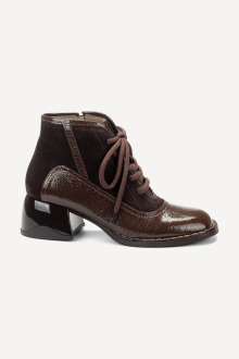 Botine din piele cu toc mediu MGZ-90-10427-maro