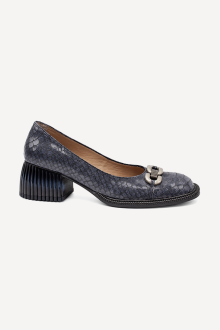 Pantofi din piele cu imprimeu de șarpe MGZ-90-306-negru