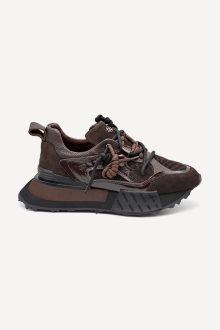 Pantofi sport din piele naturală și piele întoarsă NSR-9504-maro